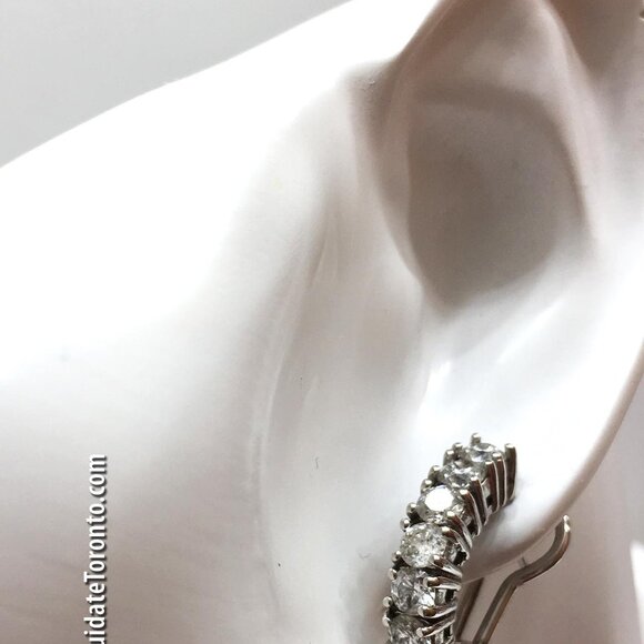 1.80CTW Natural Diamond Huggie Earrings in White Gold. 12 Diamonds at 15pts Each - Picture 3 of 11